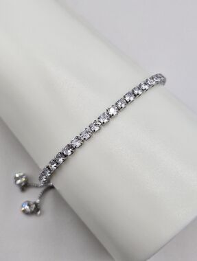 Swarovski Crystal Elements Silver Slide Tennis Bracelet Prom Bridal Formal